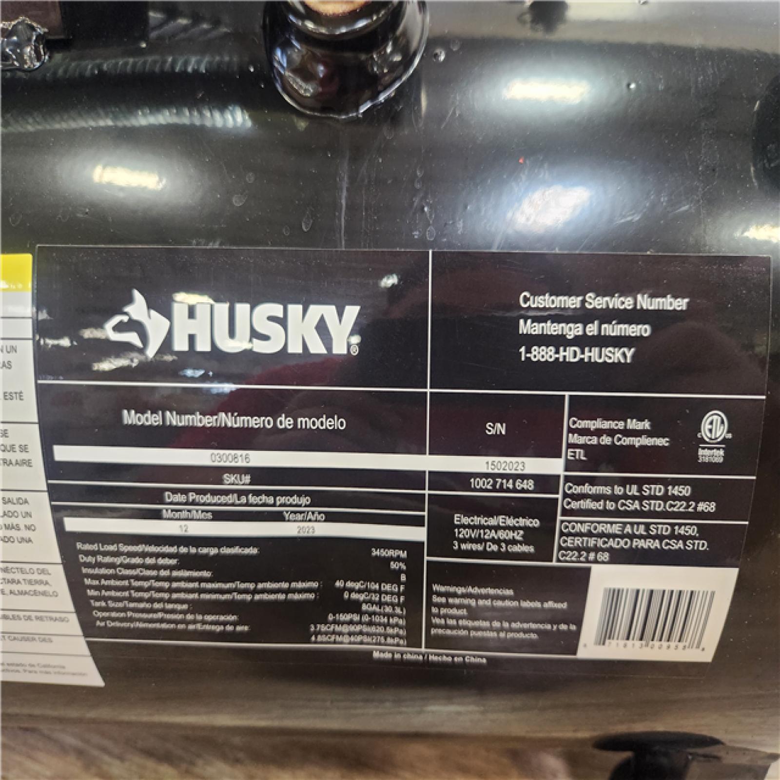 Phoenix Location Appears NEW Husky Husky 8 Gallon 150PSI Hotdog Air Compressor