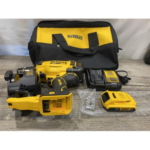 AS-IS DEWALT 20V MAX Lithium-Ion 15-Degree Electric Cordless Roofing Nailer Kit