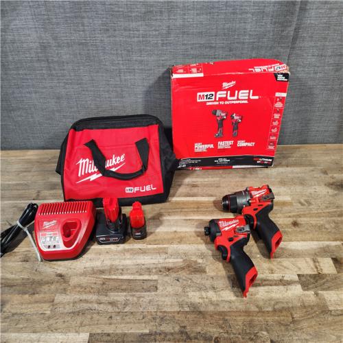 HOUSTON LOCATION - AS-IS Milwaukee FUEL 12-Volt Lithium-Ion Brushless Cordless Hammer Drill and Impact Driver Combo Kit