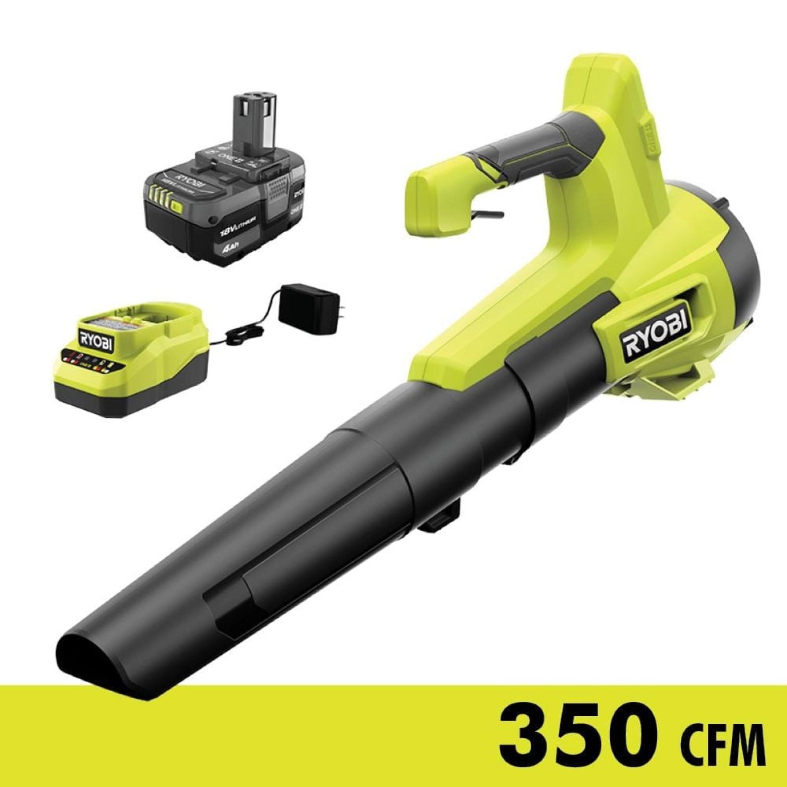 NEW! - ONE+ 18V 100 MPH 350 CFM Cordless Battery Variable Speed Jet Fan Leaf Blower with 4.0 Ah Battery and Charger