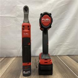 AS-IS Milwaukee  FUEL 18V Cordless Mid Torque 1/2 in. Impact Wrench w/ M12 FUEL 3/8 in. Ratchet & Battery/Charger Combo Kit