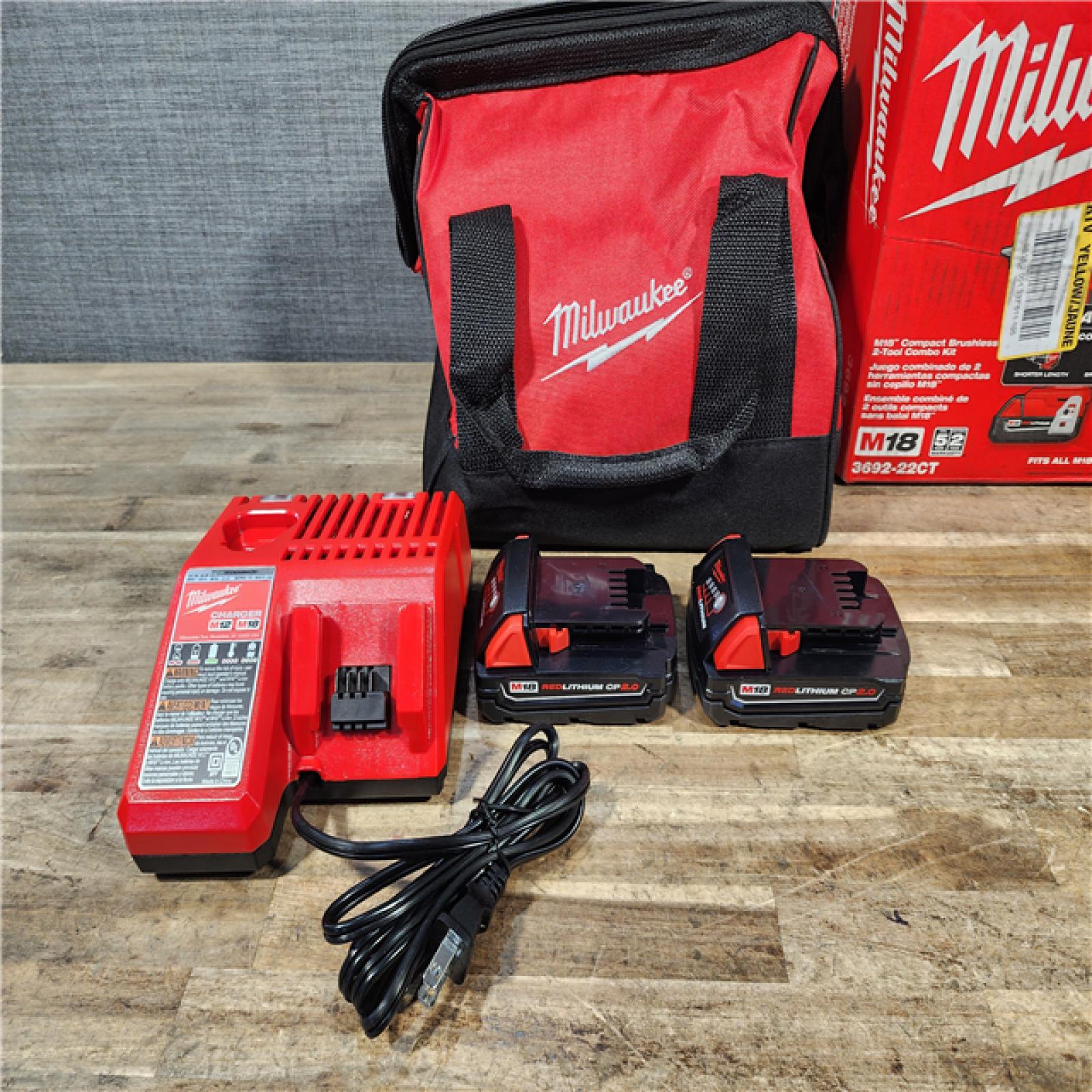 HOUSTON LOCATION - AS-IS Milwaukee 18V Lithium-Ion Brushless Cordless Compact Drill/Impact Combo Kit