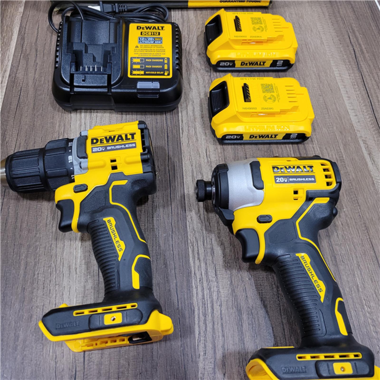 AS-IS DEWALT ATOMIC 20-Volt MAX Lithium-Ion Cordless Combo Kit (2-Tool) with (2) 2.0Ah Batteries, Charger and Bag