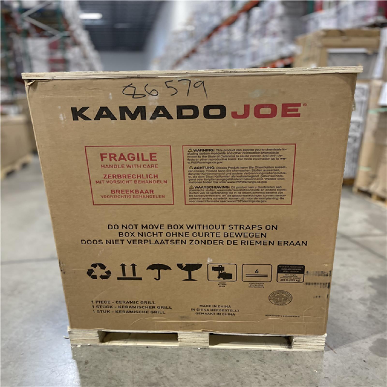 DALLAS LOCATION -AS-IS Kamado Joe Big Joe III 24 in. Charcoal Grill in Red with Cart  Side Shelves  Grate Gripper  and Ash Tool