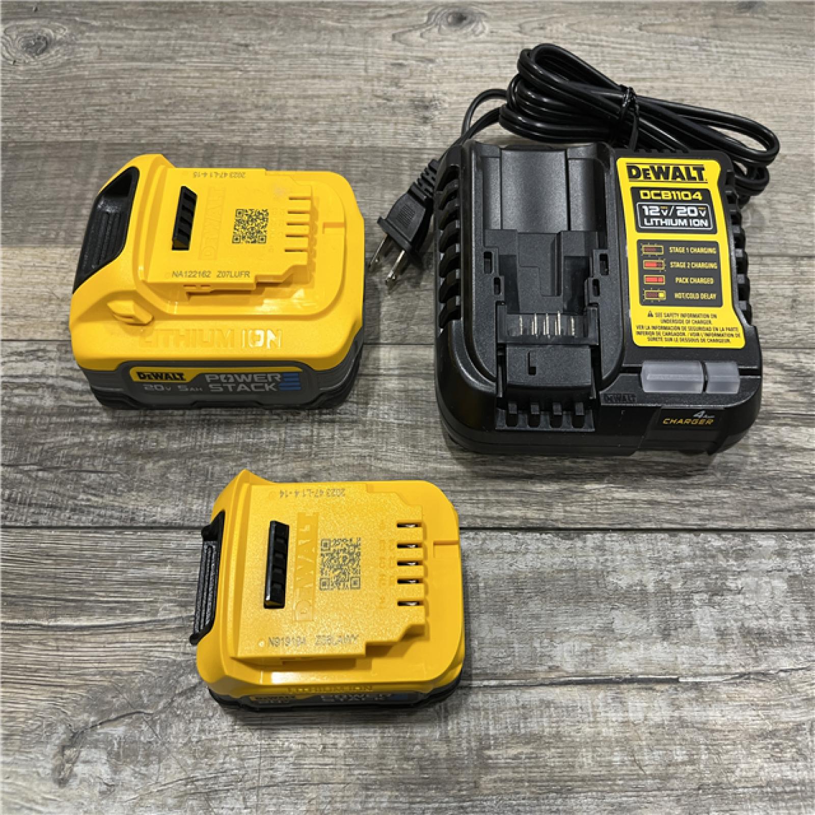 AS-IS DEWALT 20V MAX XR POWERSTACK Lithium-Ion Battery Starter Kit with 5.0Ah and 1.7Ah Batteries and Charger
