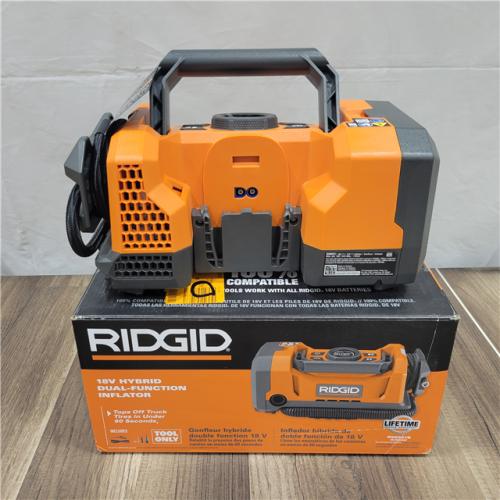 GOOD RIDGID 18V Dual Function Cordless Inflator (Tool Only) with Valve Adaptor, Needle, (2) Nozzles, and 12V Power Cord