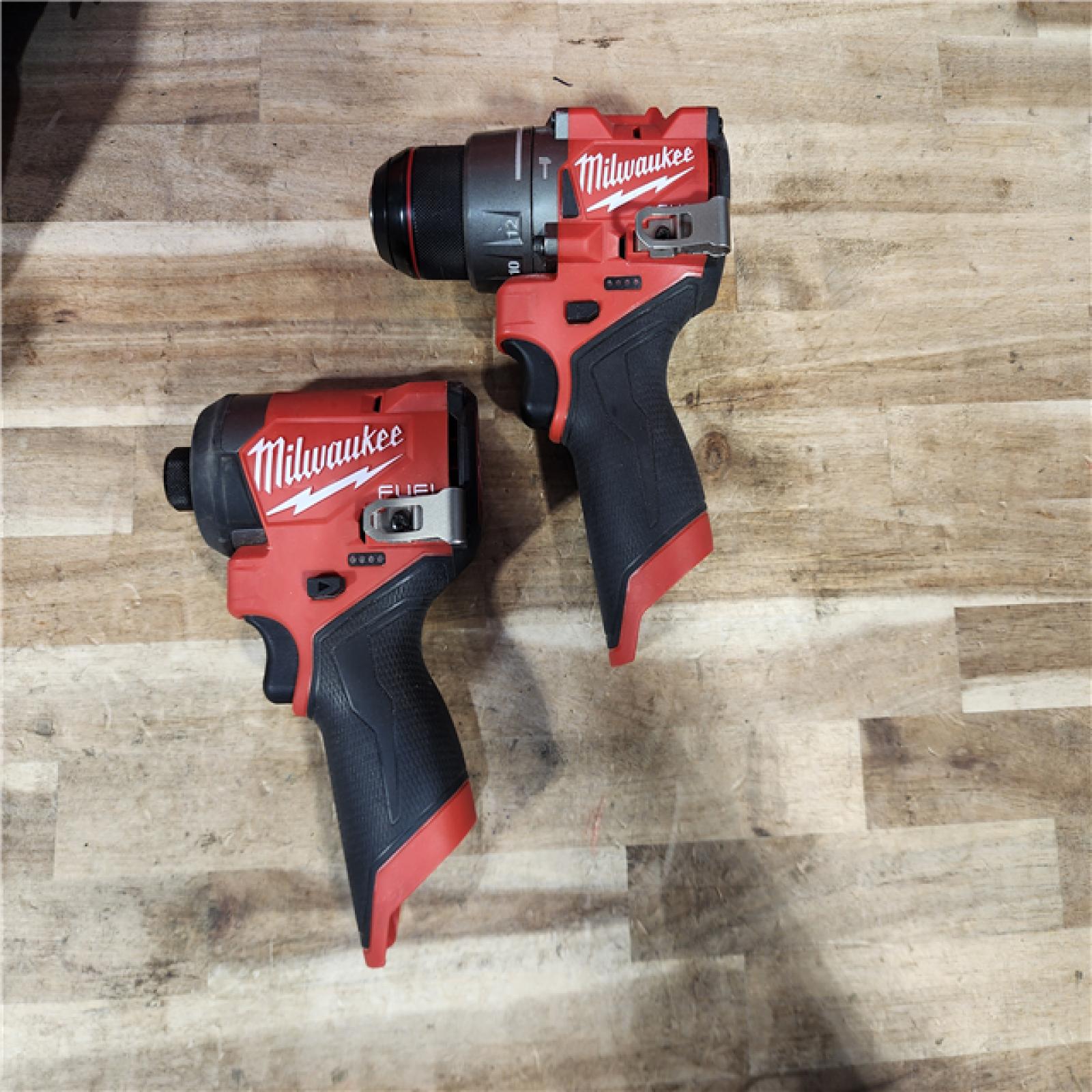 HOUSTON LOCATION - AS-IS Milwaukee FUEL 12-Volt Lithium-Ion Brushless Cordless Hammer Drill and Impact Driver Combo Kit