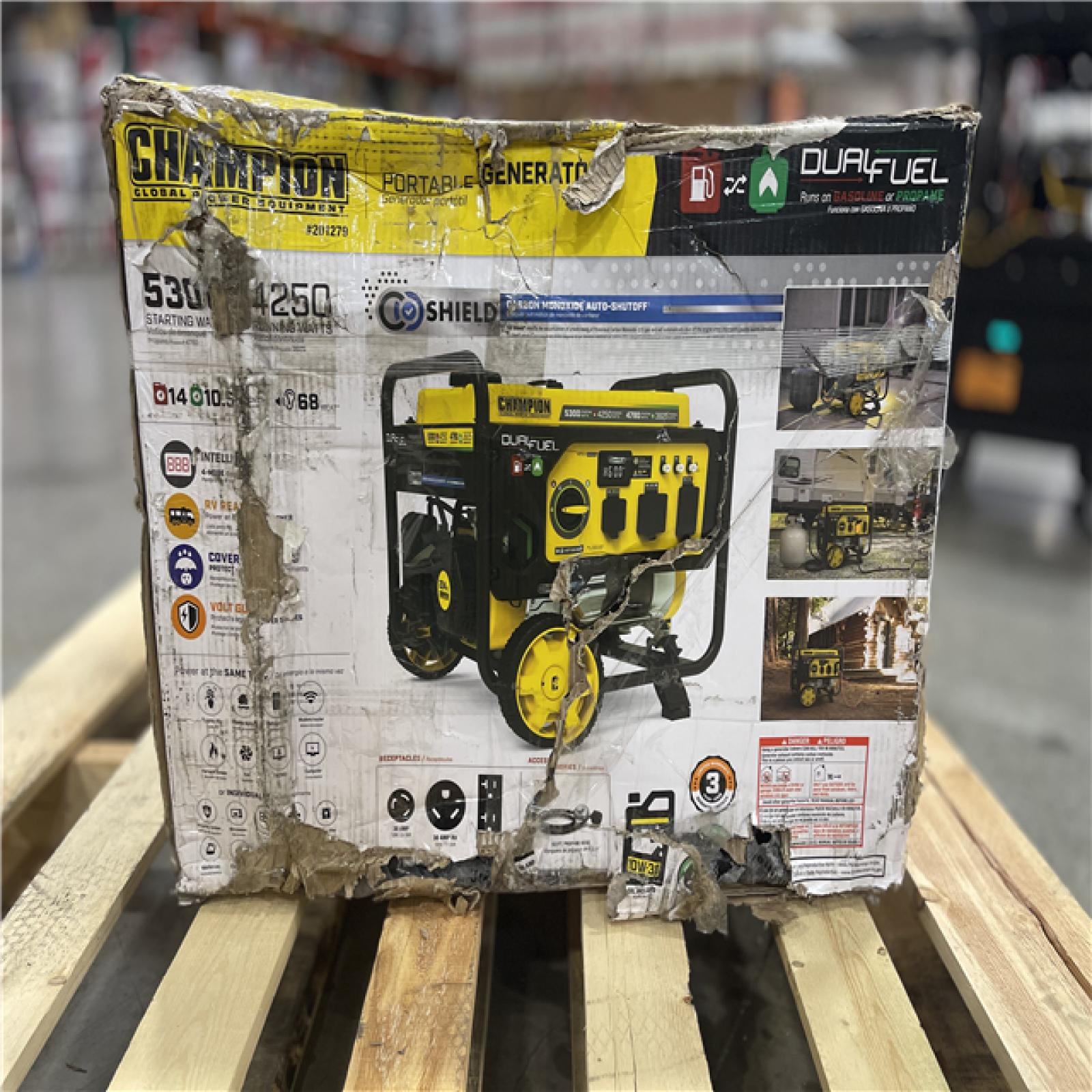 DALLAS LOCATION- AS-IS Champion 5300/4250-Watt Gasoline and Propane Powered Dual Fuel Portable Generator