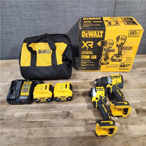 HOUSTON LOCATION - AS-IS DEWALT 20V MAX XR Hammer Drill and ATOMIC Impact Driver 2 Tool Cordless Combo Kit with (2) 4.0Ah Batteries, Charger, and Bag