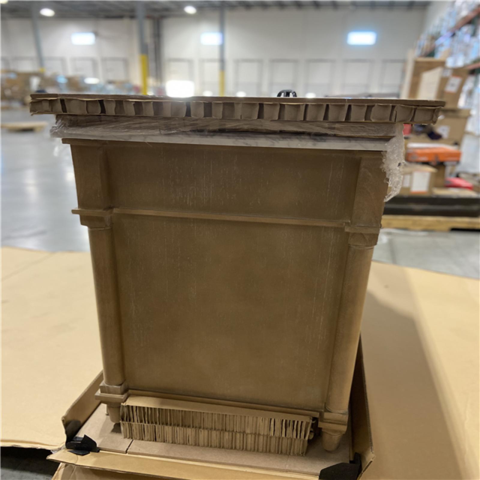 DALLAS LOCATION - Home Decorators Collection Aberdeen 60 in. Double Sink Antique Oak Bath Vanity with Carrara Marble Top (Assembled)