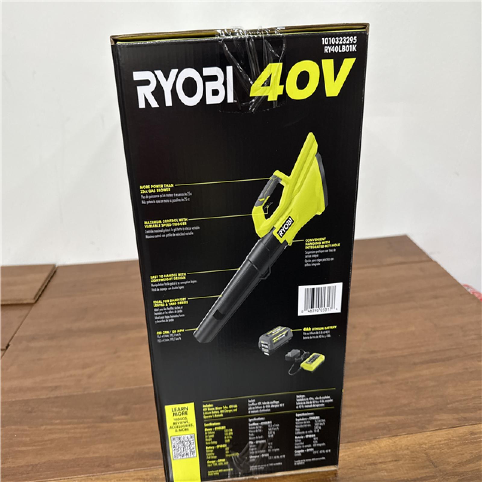 California NEW Sealed Box Ryobi 550 CFM 40V Blower Kit, Includes (1) Battery & Charger