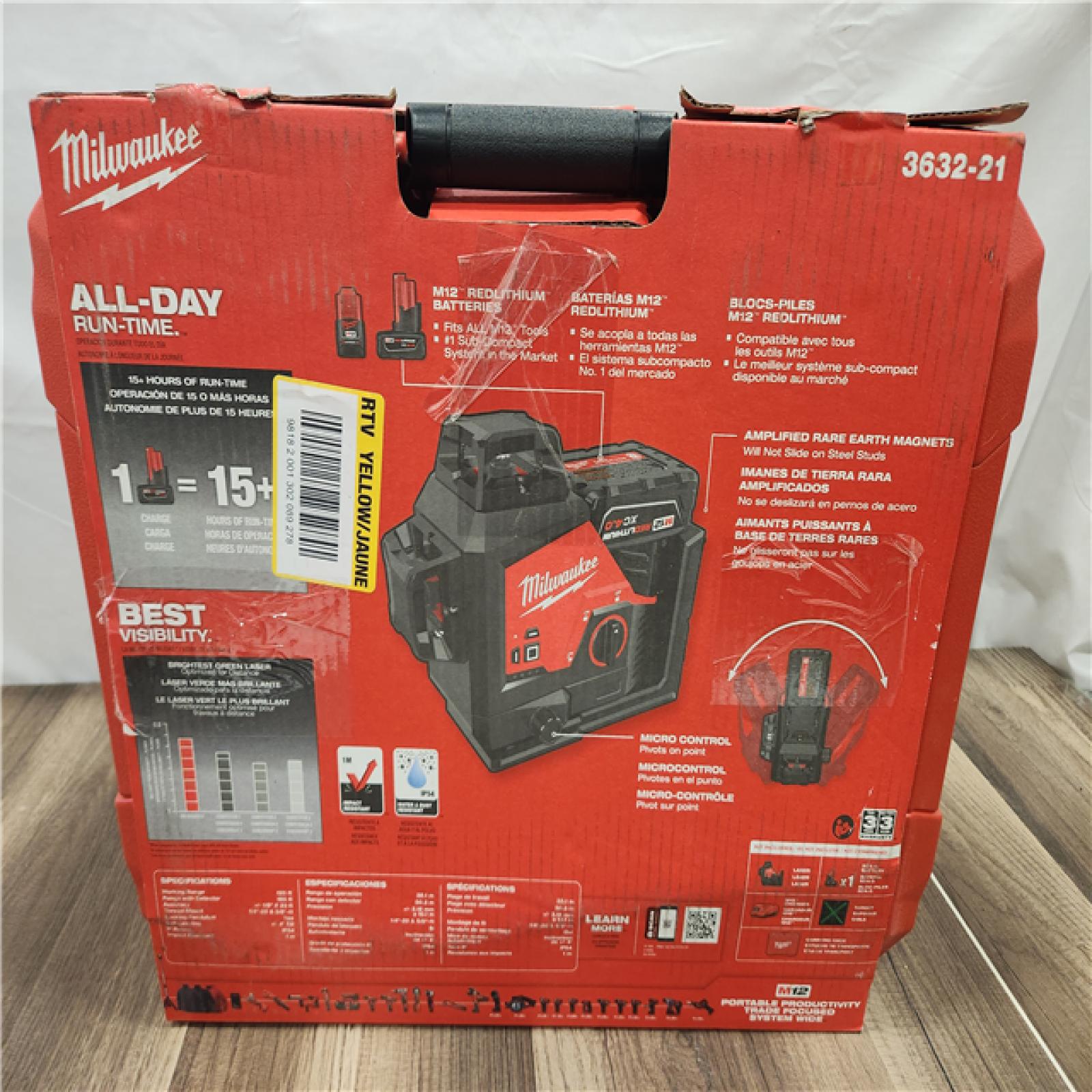 AS-IS- Milwaukee- M12 Green Beam Laser 360° 3-Plane Kit