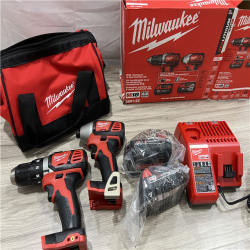 AS-IS Milwaukee M18 18V Lithium-Ion Cordless Drill Driver/Impact Driver Combo Kit