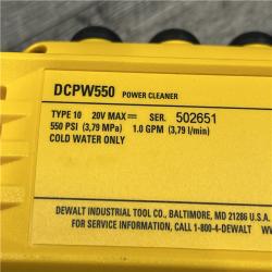 AS-IS DEWALT 20V MAX 550 PSI 1.0 GPM Cold Water Cordless Battery Power Cleaner with 4-Nozzles (Tool Only)