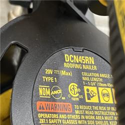 AS-IS DEWALT 20V MAX Lithium-Ion 15-Degree Electric Cordless Roofing Nailer Kit