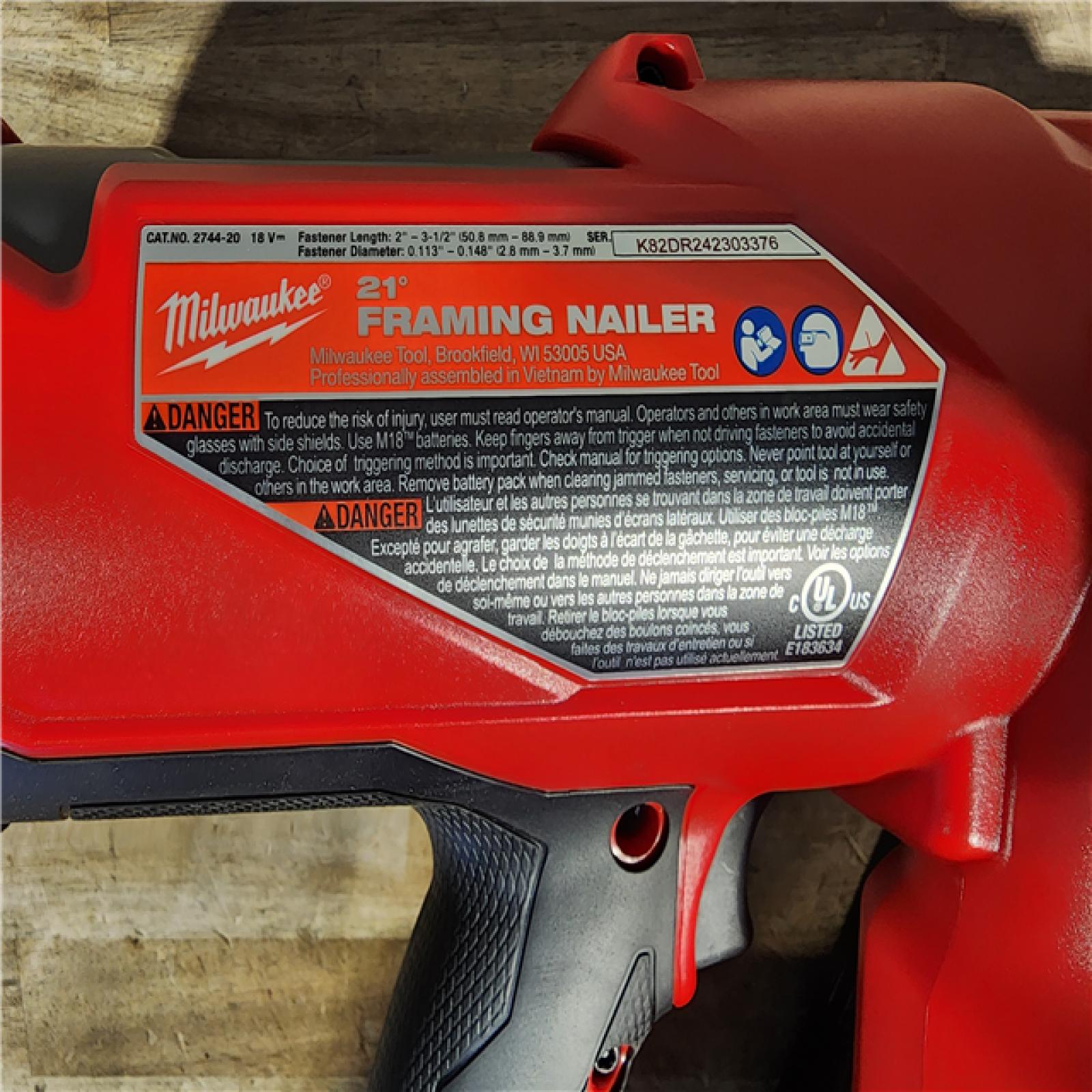 HOUSTON LOCATION - AS-IS (APPEARS LIKE NEW) Milwaukee 2744-20 M18 FUEL 3-1/2 in. 18V 21-Degree Lithium-Ion Brushless Cordless Framing Nailer (Tool-Only)