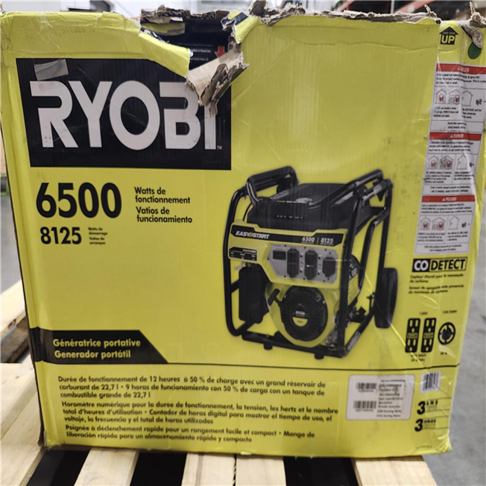 Dallas Location - As-Is RYOBI 8125-Watt Gasoline Powered Portable Generator