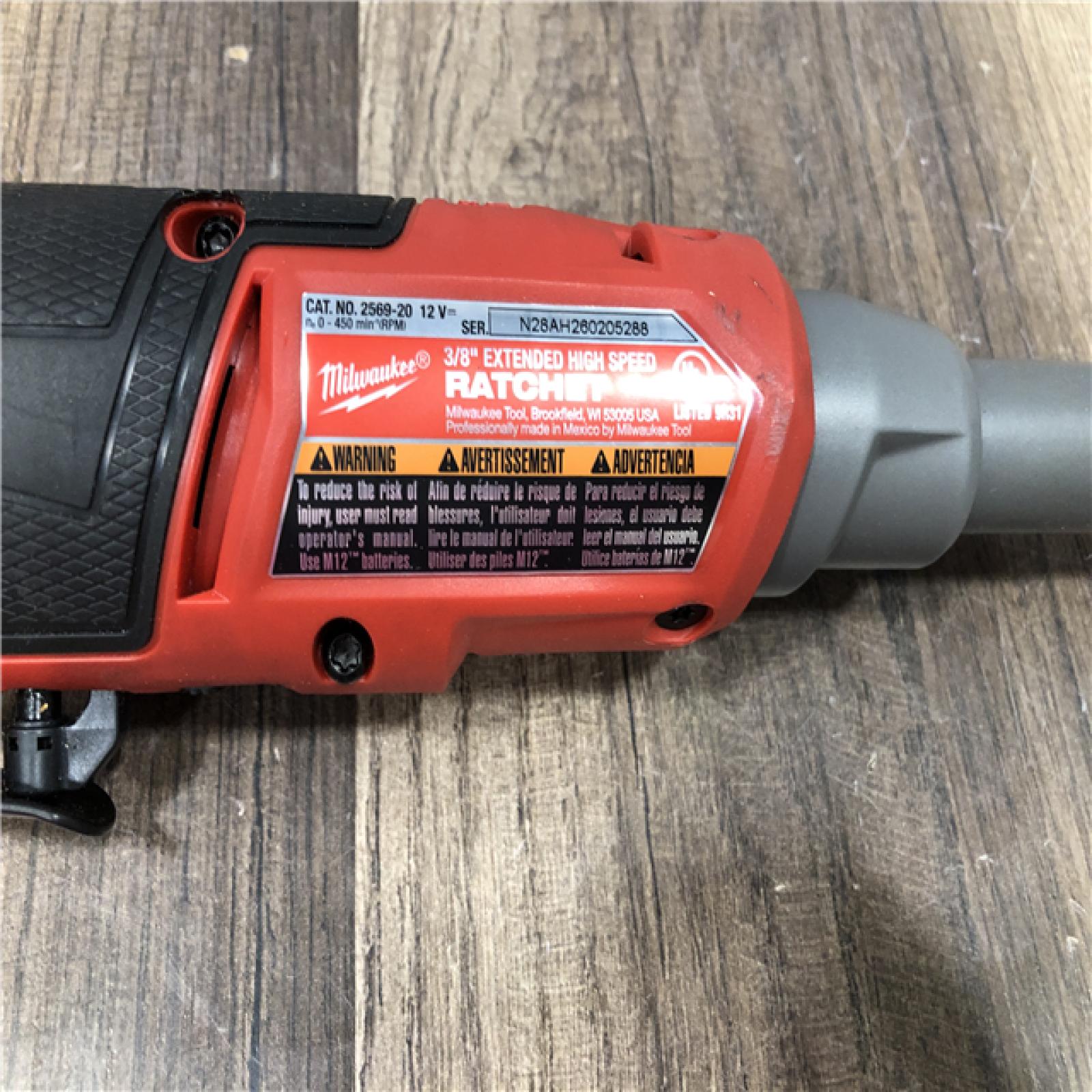 AS-IS Milwaukee FUEL 12V Lithium-Ion Brushless Cordless 3/8 in. Extended Reach High Speed Ratchet (Tool Only)