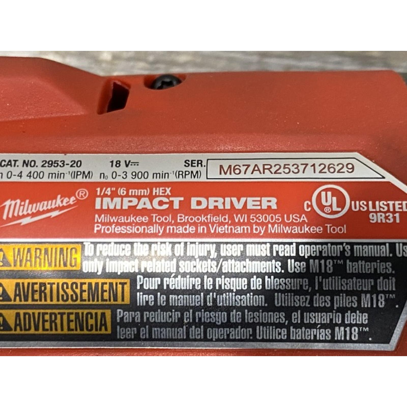 AS-IS Milwaukee FUEL 18V Lithium-Ion Brushless Cordless 1/4 in. Hex Impact Driver (Tool-Only)