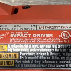 AS-IS Milwaukee FUEL 18V Lithium-Ion Brushless Cordless 1/4 in. Hex Impact Driver (Tool-Only)