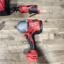 HOUSTON LOCATION - AS-IS Milwaukee 12/18V Lithium-Ion Cordless 3/8 in. Ratchet and 1/2 in. High Torque Impact Wrench with Friction Ring Combo Kit