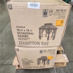 Phoenix NEW 2 Hampton Bay Seagrove 12 ft. x 10 ft. Octagonal Steel Frame Gazebo with Tan Canopy (SEALED)