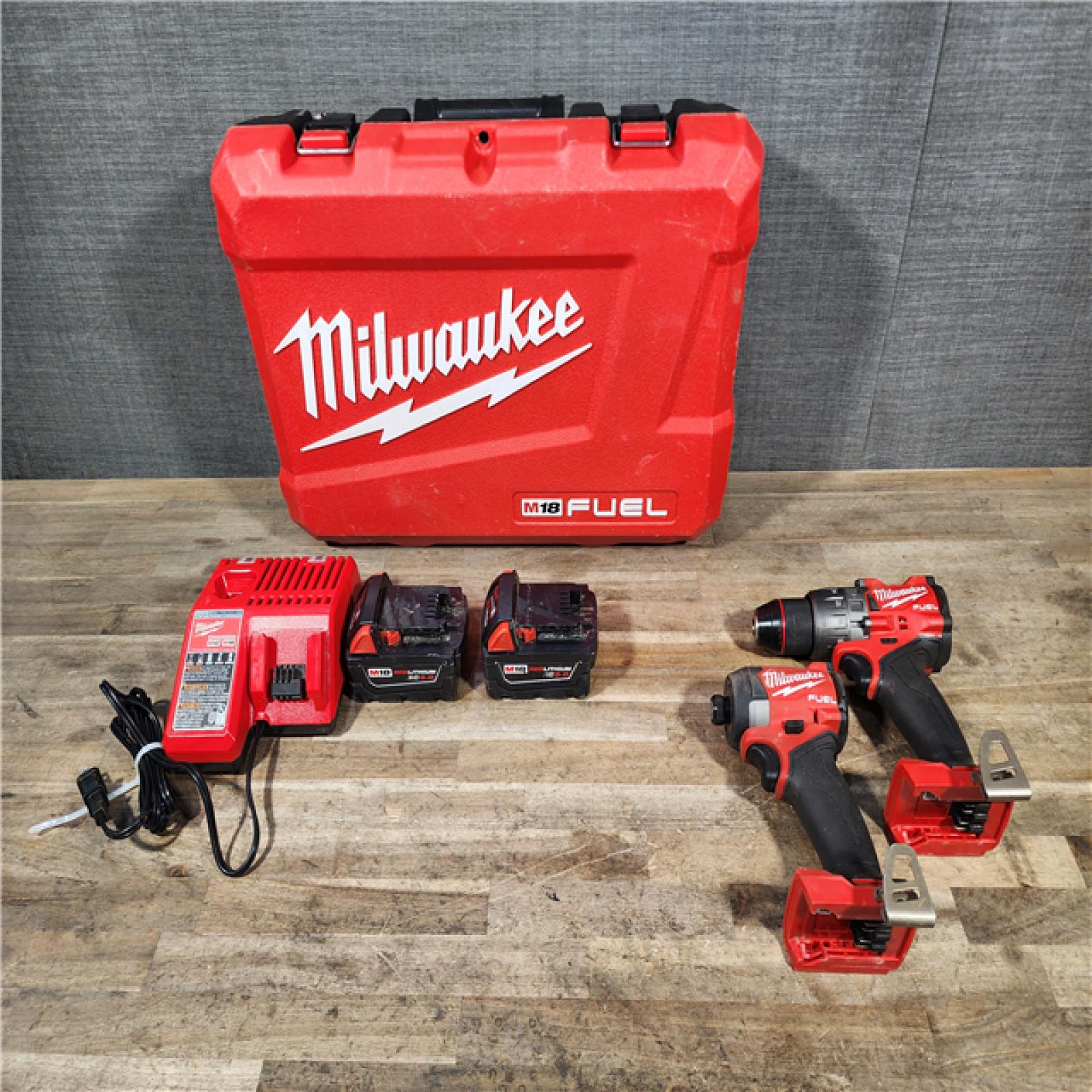 HOUSTON LOCATION - AS-IS Milwaukee FUEL 18V Lithium-Ion Brushless Cordless Hammer Drill and Impact Driver Combo Kit