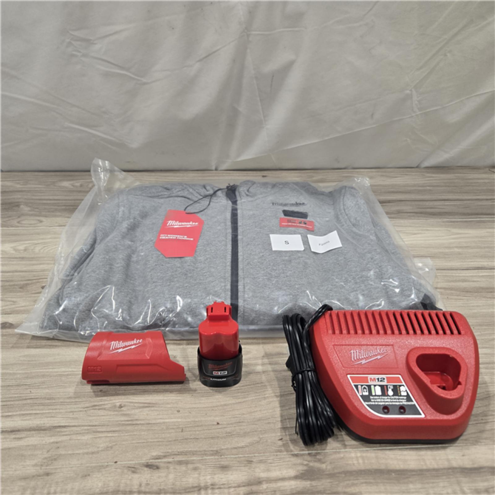 AS-IS Women's Small M12 12V Lithium-Ion Cordless Gray Heated Jacket Hoodie Kit