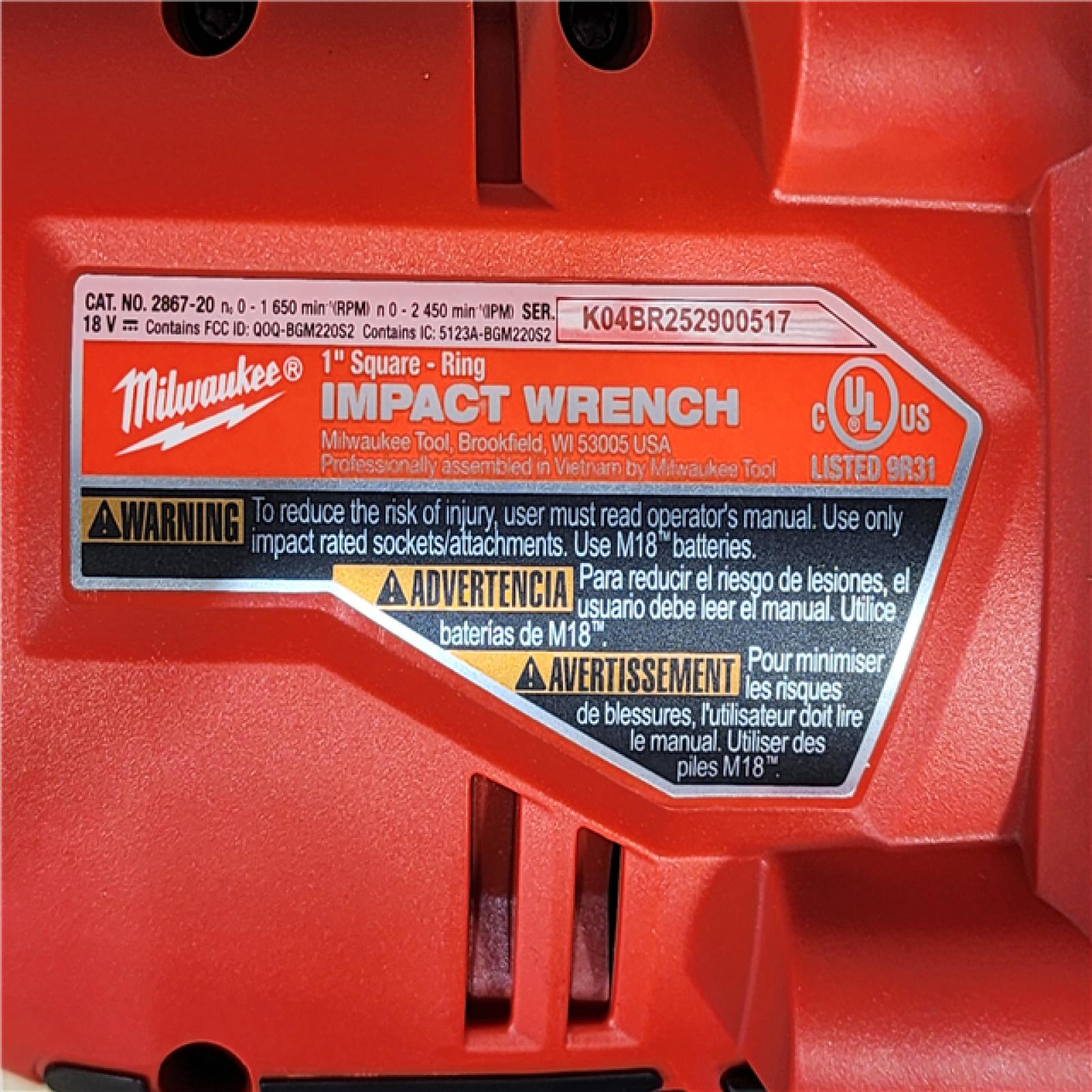 HOUSTON LOCATION - AS-IS (APPEARS LIKE NEW) Milwaukee FUEL ONE-KEY 18V Lithium-Ion Brushless Cordless 1 in. Impact Wrench with Friction Ring (Tool-Only)