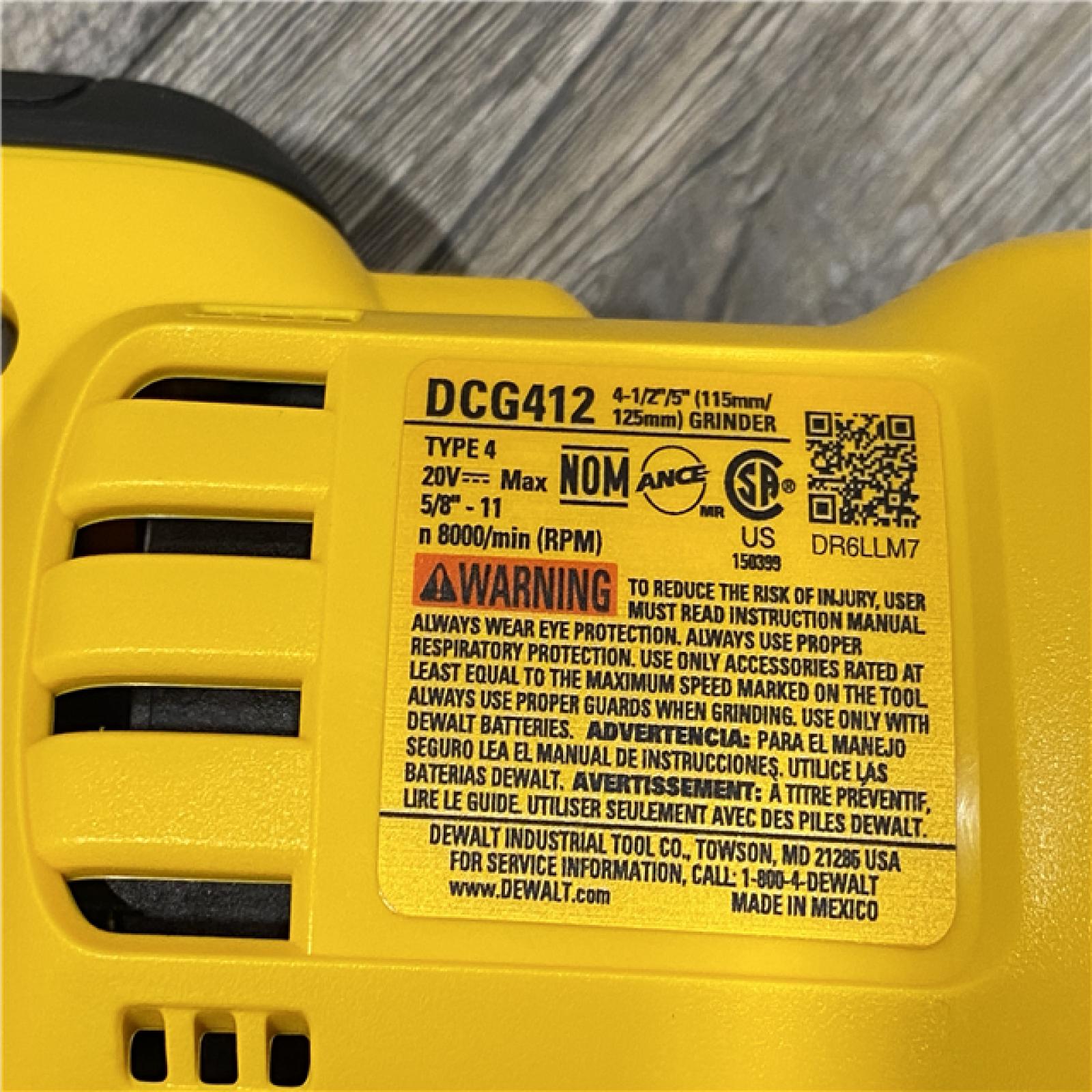 AS-IS DEWALT 20V MAX Cordless 4.5 in. - 5 in. Angle Grinder (Tool Only)