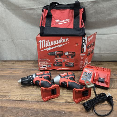 AS-IS Milwaukee M18 18V Cordless Brushed 2 Tool Drill/Driver and Impact Driver Kit