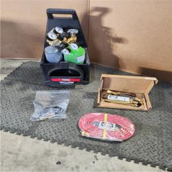 HOUSTON LOCATION - AS-IS Lincoln Electric Port-a-Torch Kit with Oxygen and Acetylene Tanks and 3/16 in. X 12 Ft. Hose  for Cutting Welding and Brazing
