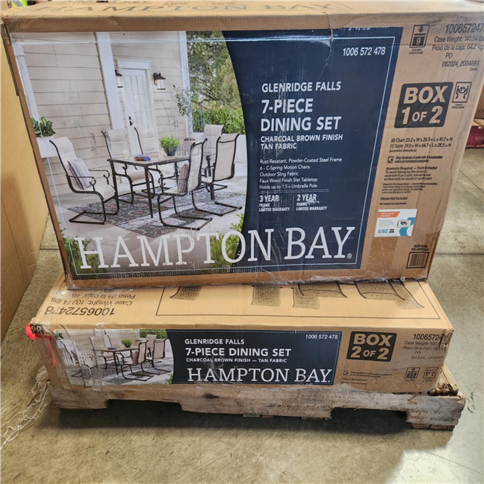 Phoenix LIKE NEW Hampton Bay Glenridge Falls 7-Piece Metal Padded Sling Rectangular Outdoor Dining Set in Putty Beige