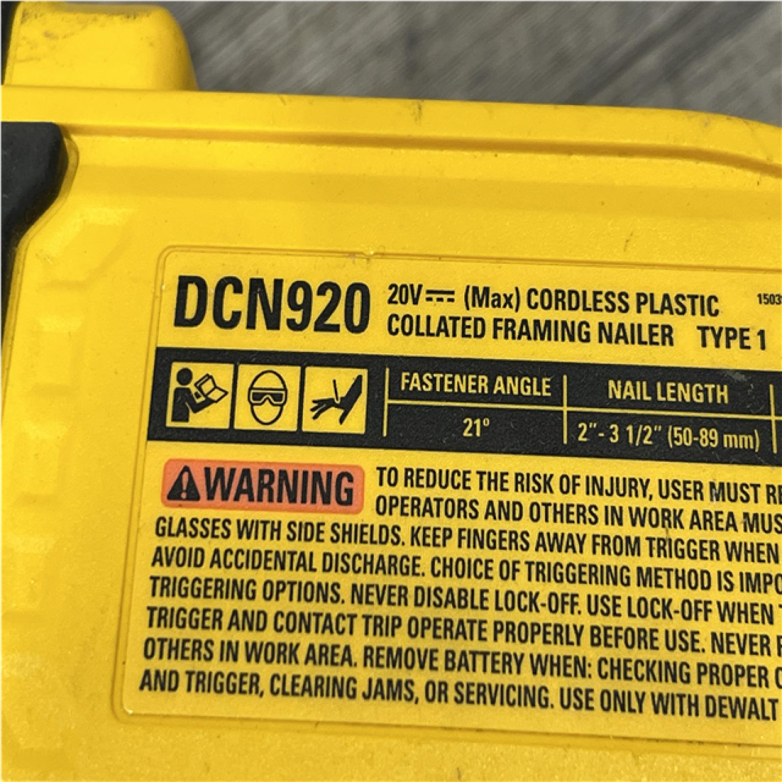 AS-IS DEWALT 20-Volt 21° Cordless Framing Nailer (Tool-Only)