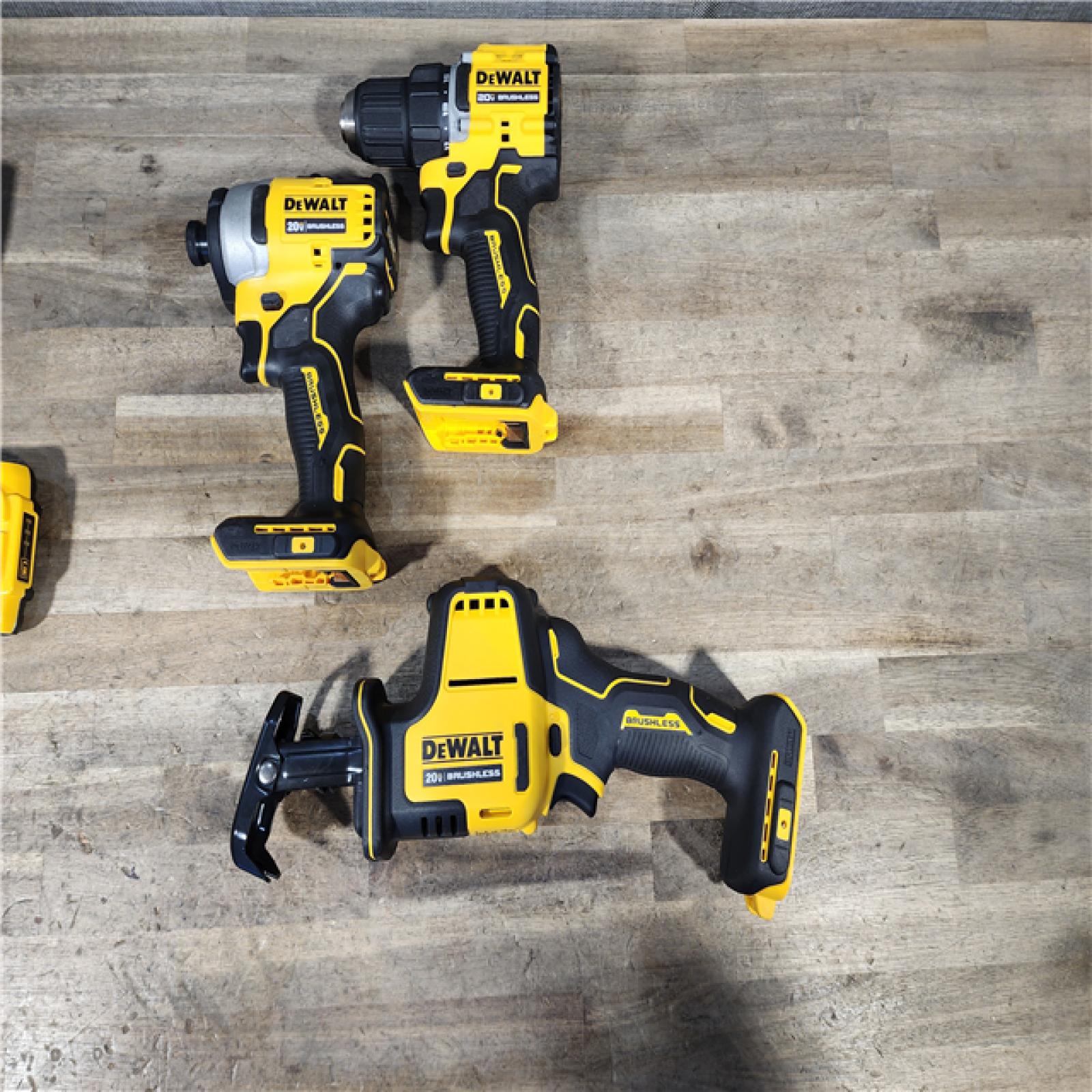 HOUSTON LOCATION - AS-IS DeWalt 20V MAX ATOMIC Cordless Brushless 3-Tool Combo Kit