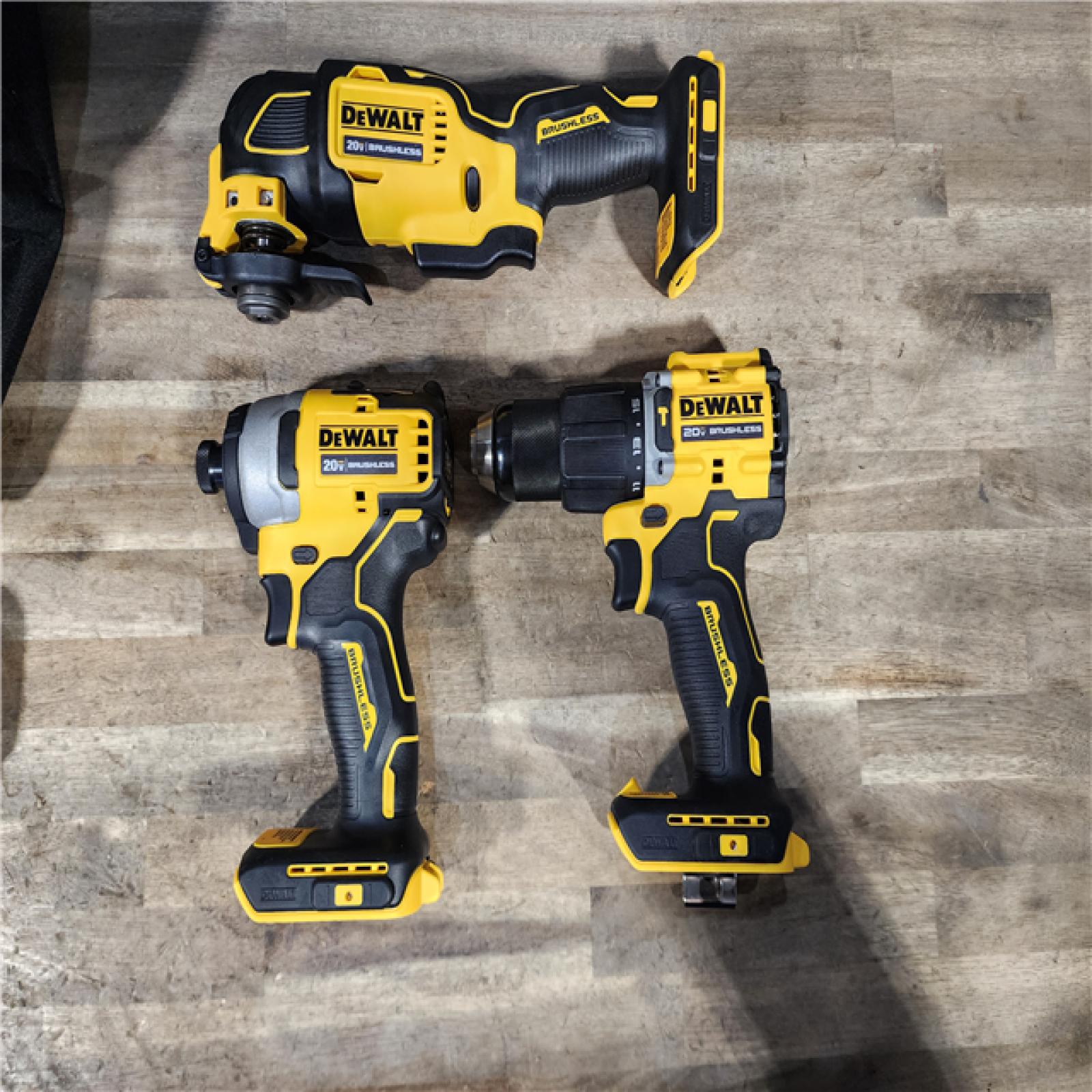 HOUSTON LOCATION - AS-IS DeWalt 20V MAX ATOMIC Cordless Brushless 3-Tool Combo Kit