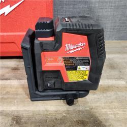 HOUSTON LOCATION - AS-IS MILWAUKEE 100 Ft. REDLITHIUM Lithium-Ion USB Green Rechargeable Cross Line Laser Level with Charger