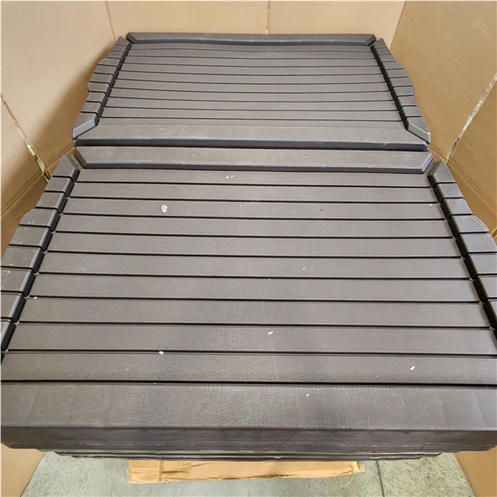 Phoenix LIKE NEW StyleWell 90 Gal. Resin Deck Box with Wheels in Brown Pallet of 8 (RV: $639)