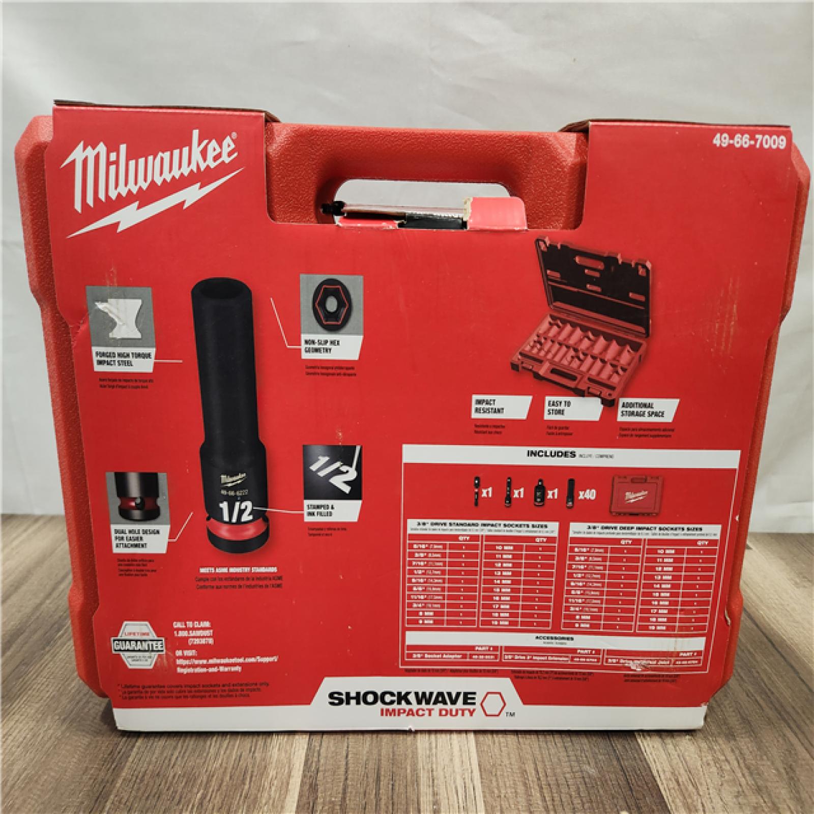 NEW- Milwaukee Tool 43 Pc 3/8 Drive Deep Socket Set - 5/16 to 3/4  8 to 19mm  6 Points