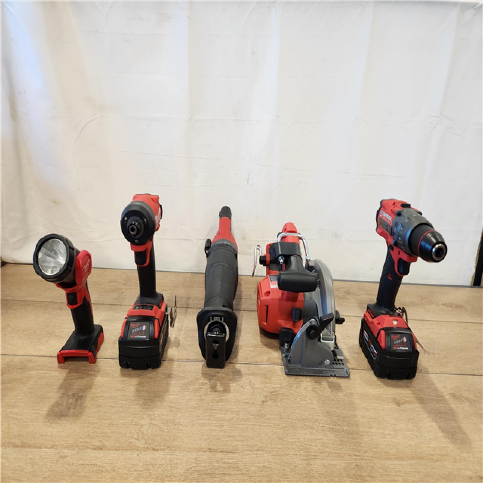 AS-IS- M18 FUEL 18V Lithium-Ion Brushless Cordless Combo Kit (5-Tool) with Two 5.0 Ah Batteries  1 Charger 1 Tool Bag