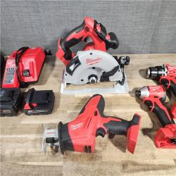 HOUSTON LOCATION - AS-IS MILWAUKEE 4 TOOL COMBO KIT W/ (2) BATTERY & CHARGER