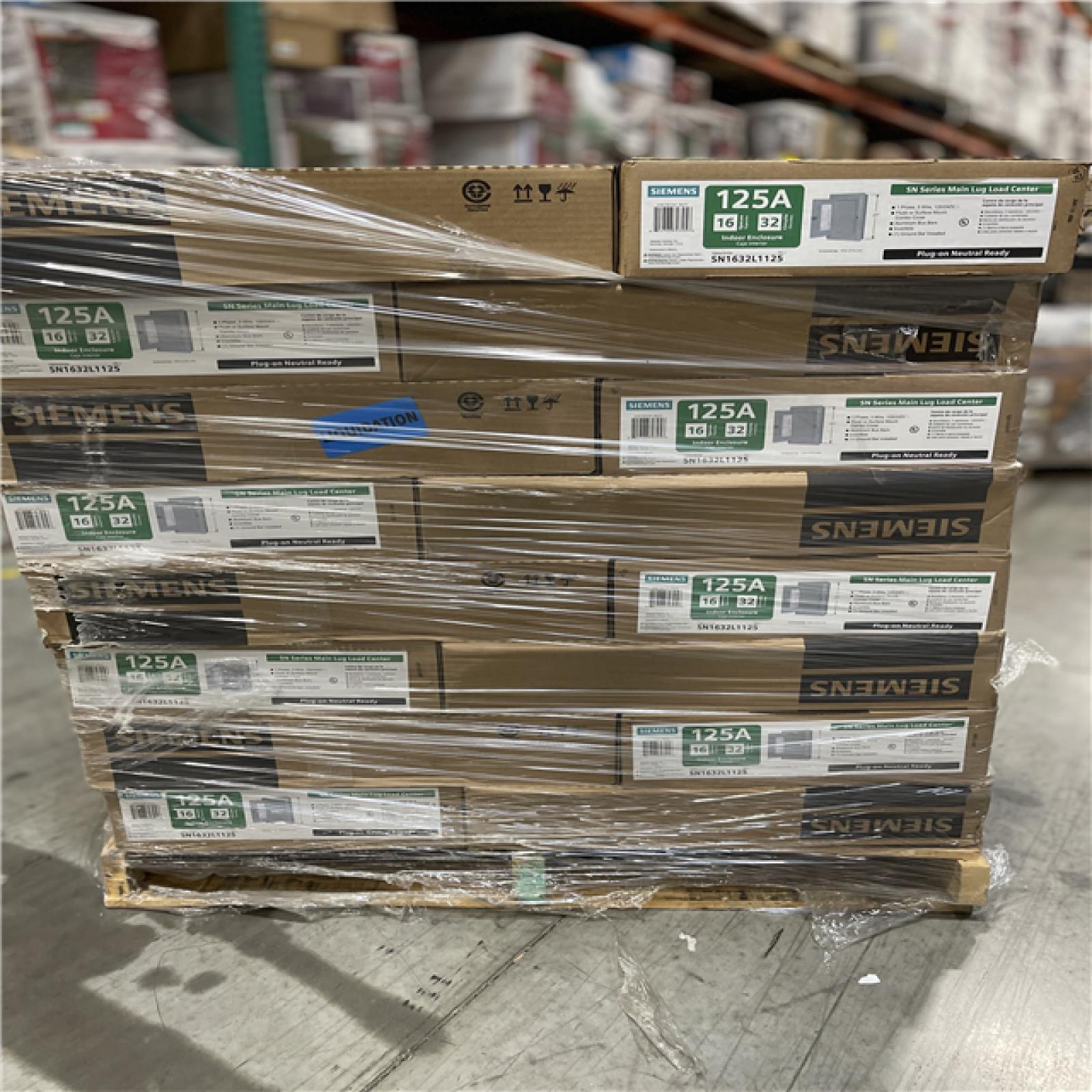 DALLAS LOCATION -Siemens SPEEDFAX™ SN1632L1125 Standard SN Series 1-Phase Assembled Low Voltage Main Lug PALLET-(32 UNITS)