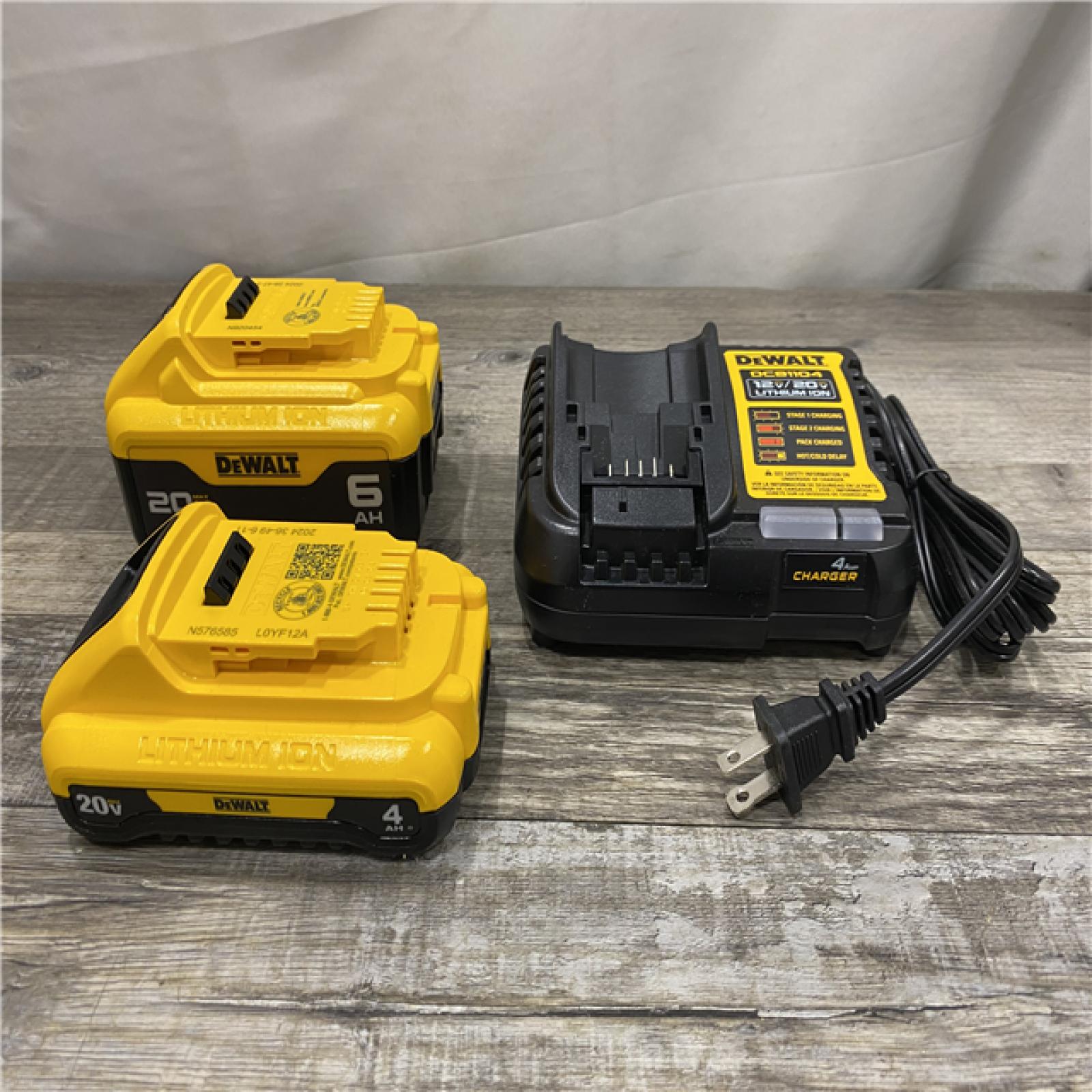 AS-IS DEWALT 20V MAX Lithium-Ion 6.0Ah and 4.0Ah Battery and Charger Starter Kit