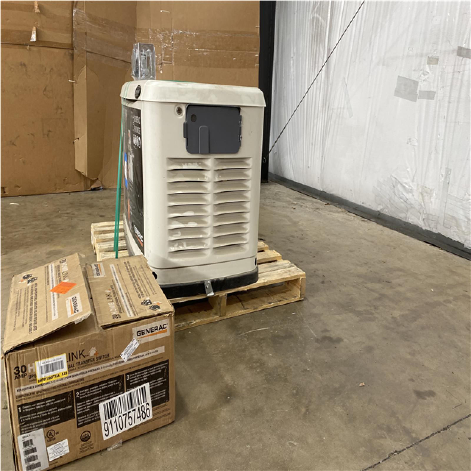 Houston Location - AS-IS Outdoor Power Equipment GENERAC GENERATOR 22 KW W/ 30AMP HOME LINK MANUAL TRANSFER SWITCH