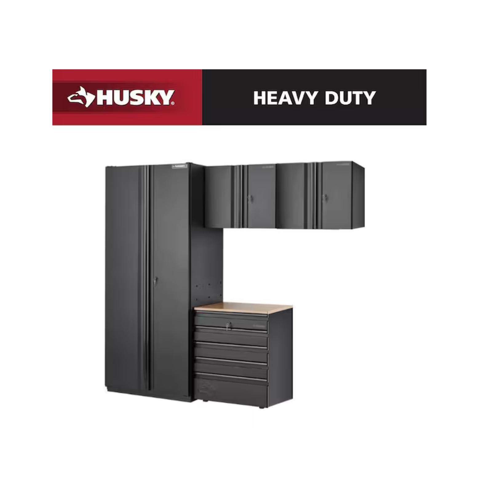 DALLAS LOCATION - AS-IS Husky 4-Piece Extra Wide Heavy Duty Welded Steel Garage Storage System