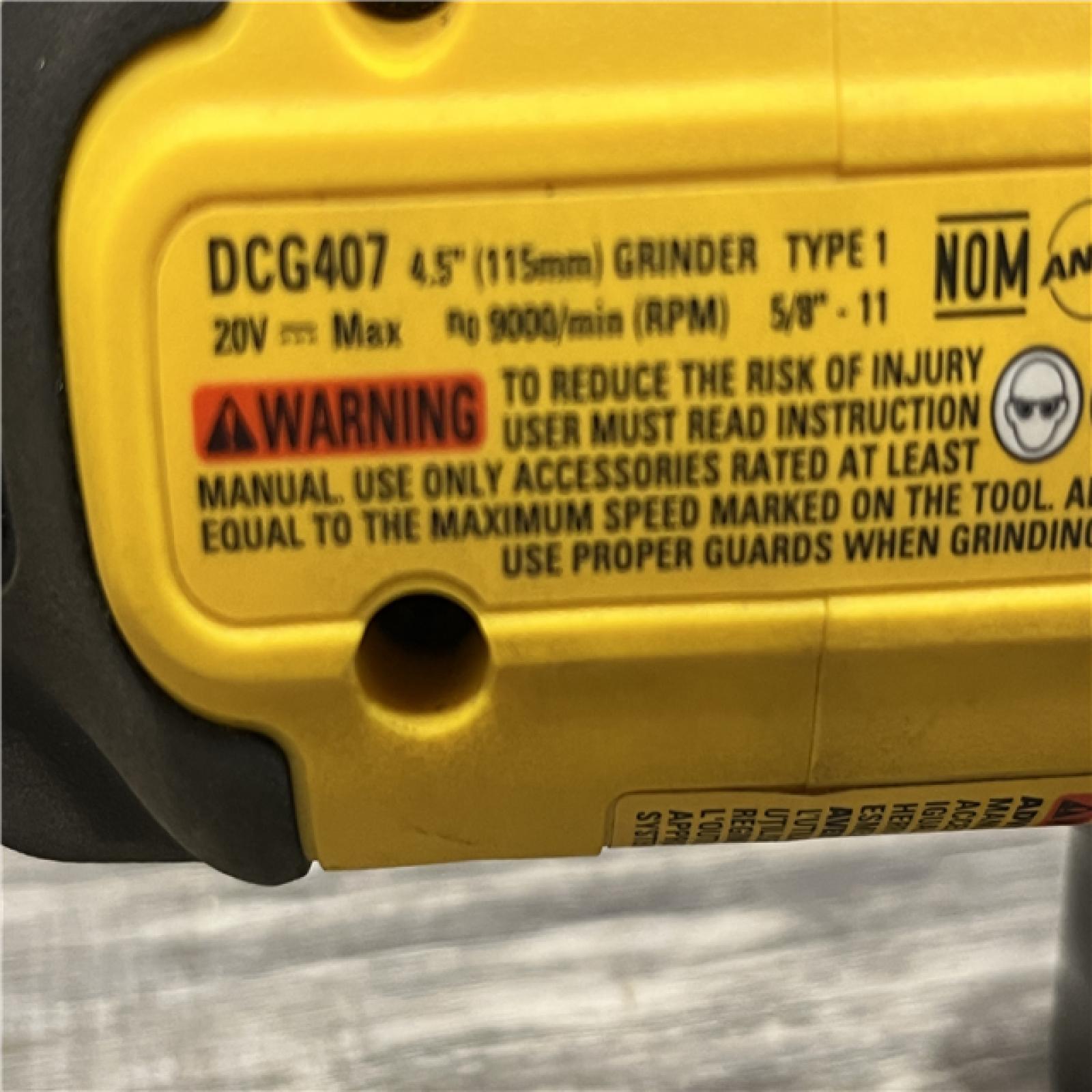 AS-IS DEWALT 20-Volt MAX Cordless Brushless 4-1/2 in. Angle Grinder with Slide Switch (Tool Only)