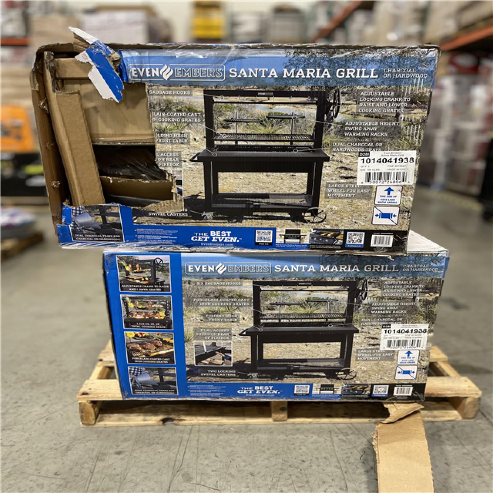 DALLAS LOCATION - Even Embers Santa Maria Charcoal and Wood Grill in Black with Cover Included PALLET-(2 UNITS)