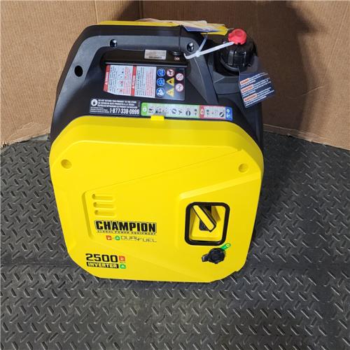 HOUSTON LOCATION - AS-IS CHAMPION 2500/1850-Watt Recoil Start Gasoline/Propane Powered Dual Fuel Inverter Generator with Quiet Technology and CO Shield