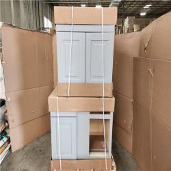 Phoenix AS-IS Hampton Bay Shaker Assembled Cabinet in Dove Gray Pallet (5-Cabinets)