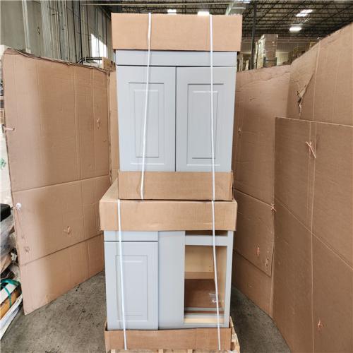 Phoenix AS-IS Hampton Bay Shaker Assembled Cabinet in Dove Gray Pallet (5-Cabinets)
